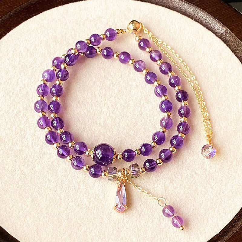 Buddha Stones Natural Amethyst Beads Balance Multi-layer Bracelet - image 4