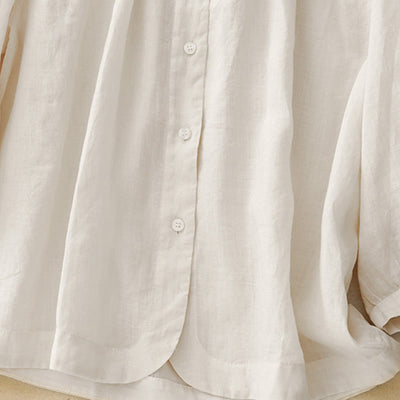Buddha Stones Plain Button Crew Neck Design Women's Blend Three Quarter Sleeve Shirt - image 19