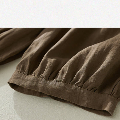 Pantalon harem taille haute pour femme Foviel Commute couleur unie avec poches