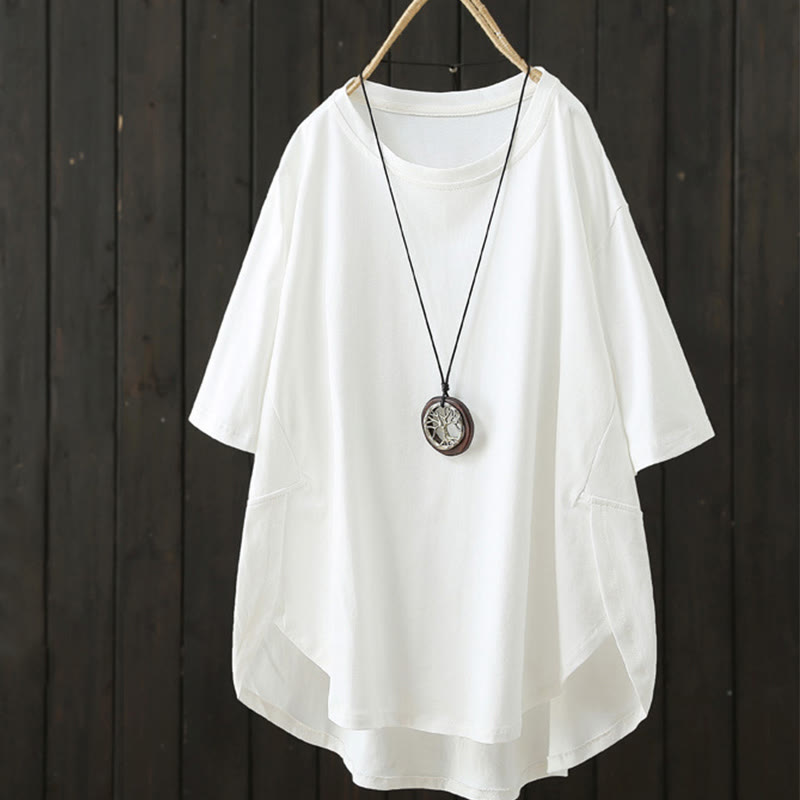 Foviel Casual Loose Sommer Ebene Crew Hals Damen Kurzarm T-Shirt