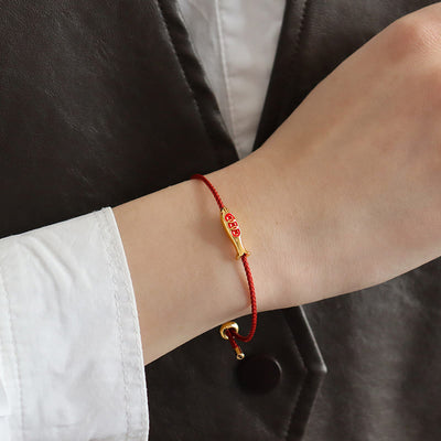 Bracelet de richesse Foviel en laiton avec cordon rouge et motif de poisson koï