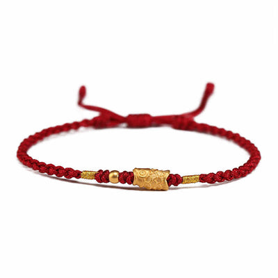 Foviel 999 Gold Luck Protection Koi Fish Handmade Braided String Bracelet