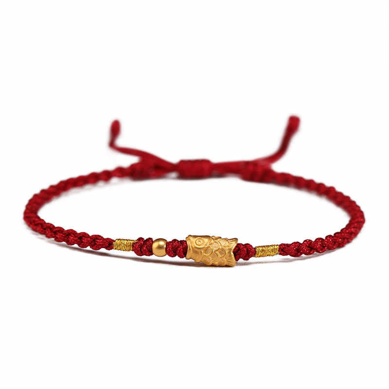 Foviel 999 Gold Luck Protection Koi Fish Handmade Braided String Bracelet