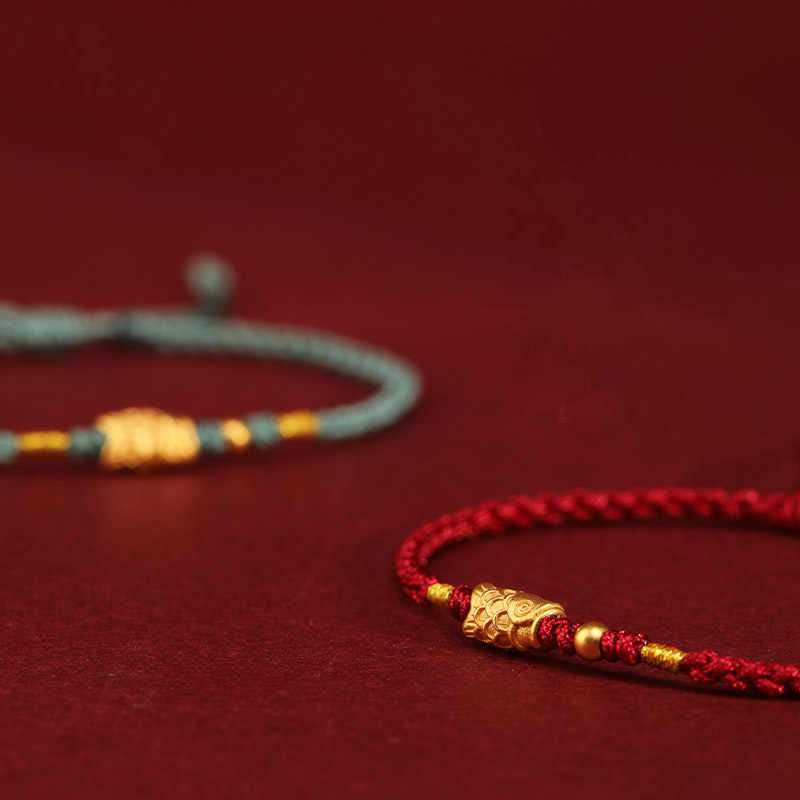 Foviel 999 Gold Luck Protection Koi Fish Handmade Braided String Bracelet
