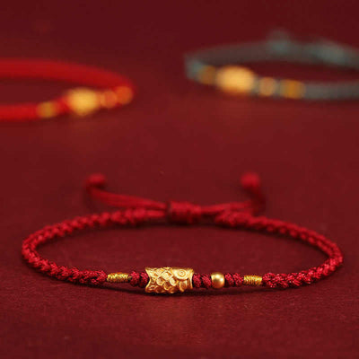 Foviel 999 Gold Luck Protection Koi Fish Handmade Braided String Bracelet