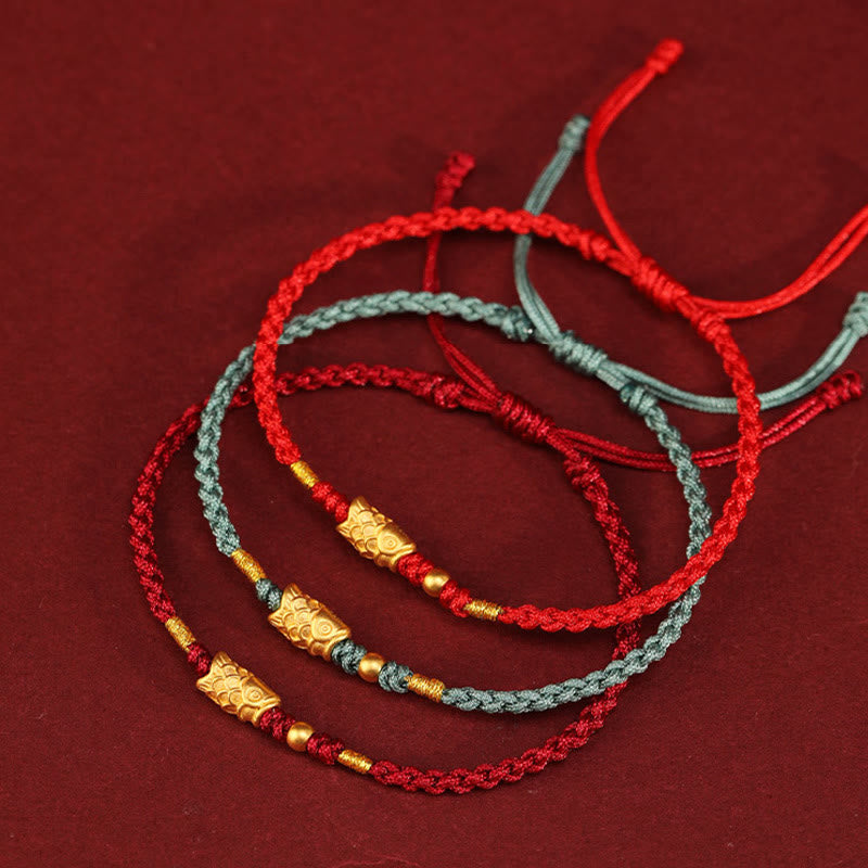 Foviel 999 Gold Luck Protection Koi Fish Handmade Braided String Bracelet