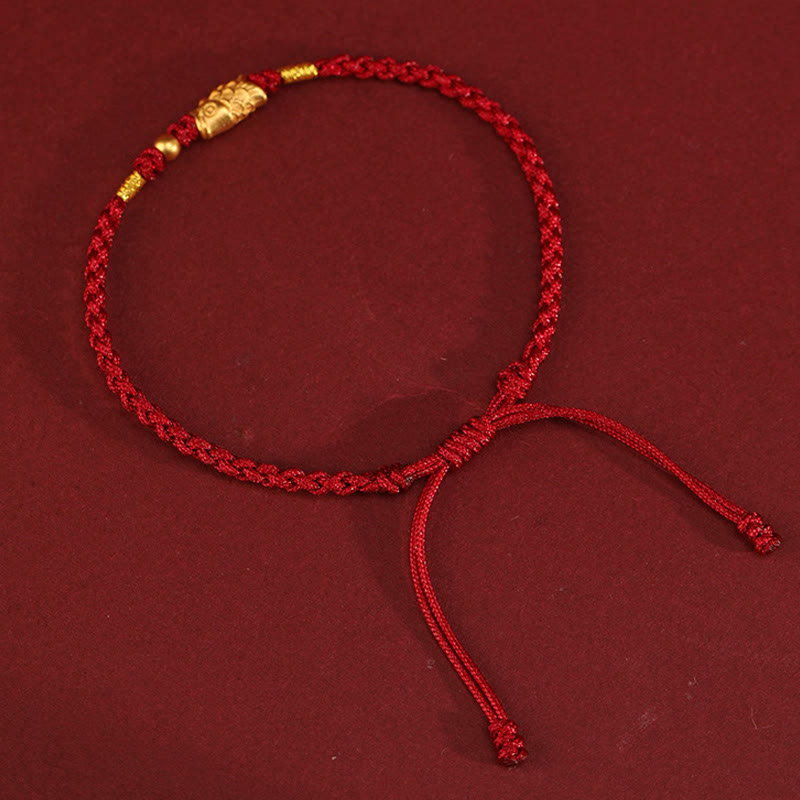 Foviel 999 Gold Luck Protection Koi Fish Handmade Braided String Bracelet