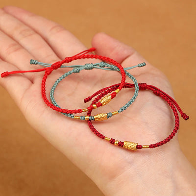 Foviel 999 Gold Luck Protection Koi Fish Handmade Braided String Bracelet