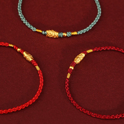 Foviel 999 Gold Luck Protection Koi Fish Handmade Braided String Bracelet