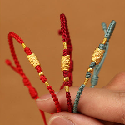 Foviel 999 Gold Luck Protection Koi Fish Handmade Braided String Bracelet