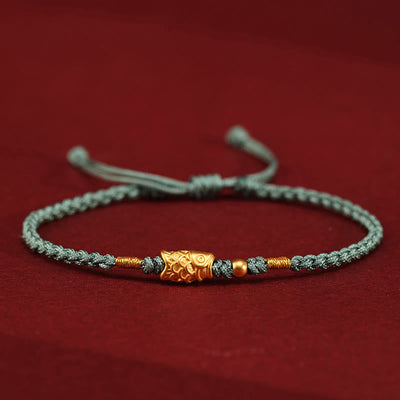 Foviel 999 Gold Luck Protection Koi Fish Handmade Braided String Bracelet