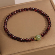 Foviel Natural 3mm Ultra-thin Garnet Hetian Jade Beads Stability Bracelet