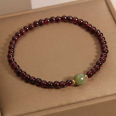 Foviel Natural 3mm Ultra-thin Garnet Hetian Jade Beads Stability Bracelet