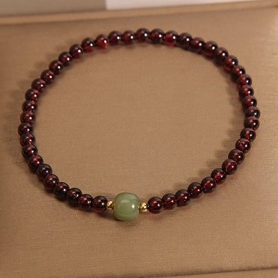 Foviel Natural 3mm Ultra-thin Garnet Hetian Jade Beads Stability Bracelet