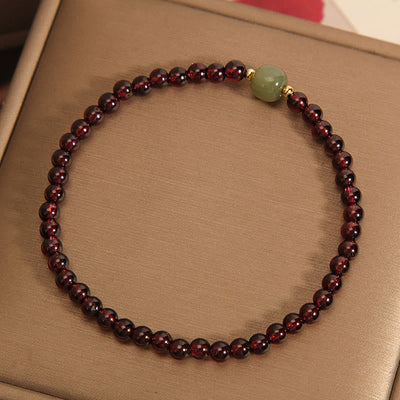 Foviel Natural 3mm Ultra-thin Garnet Hetian Jade Beads Stability Bracelet