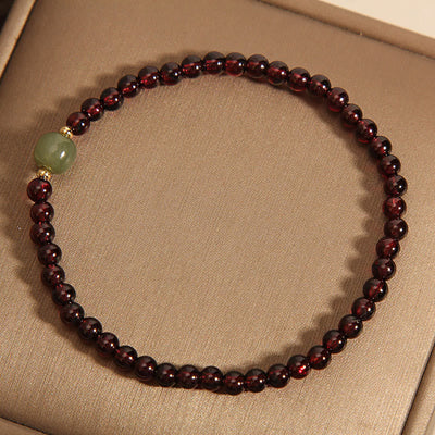 Foviel Natural 3mm Ultra-thin Garnet Hetian Jade Beads Stability Bracelet