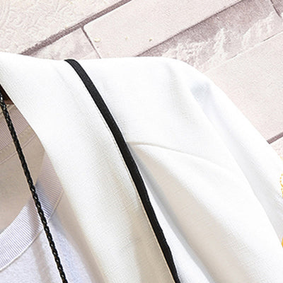 Foviel Stickerei Drache Phoenix Ausgeprägte Wolkenwellen Blätter Krane Offene Frontjacke Herren Kimono