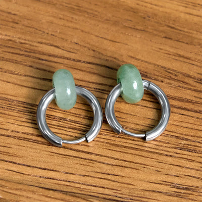 Buddha Stones "Sending Calm and Elegance"Titanium Steel Jade Earrings Includes Gift Message Card - image 1