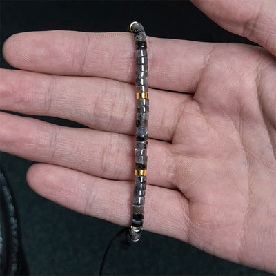 Foviel Natürliche Schwarz Glitter Stein Mut Spacer Perlen Armband