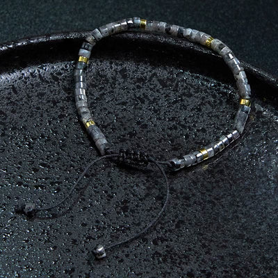 Foviel Natürliche Schwarz Glitter Stein Mut Spacer Perlen Armband