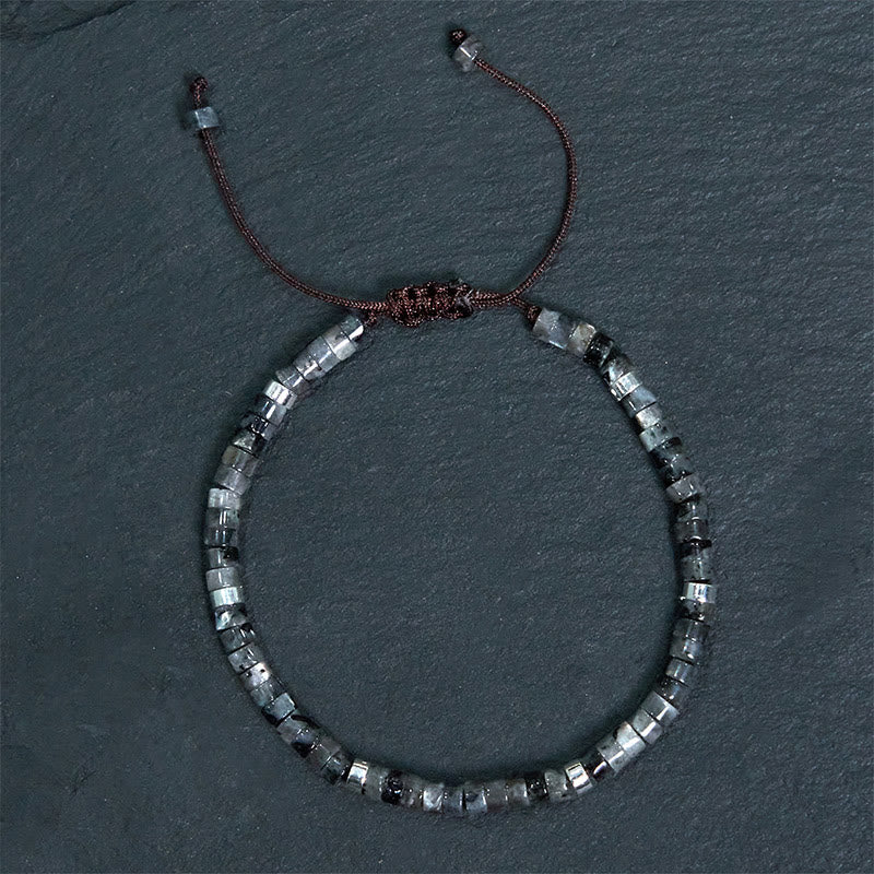Foviel Natürliche Schwarz Glitter Stein Mut Spacer Perlen Armband