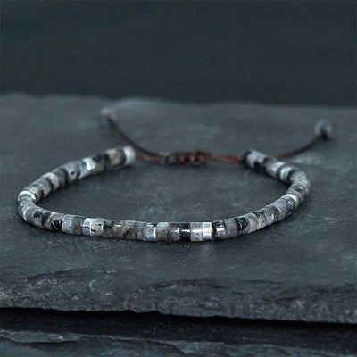 Foviel Natürliche Schwarz Glitter Stein Mut Spacer Perlen Armband