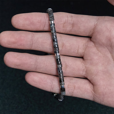 Foviel Natürliche Schwarz Glitter Stein Mut Spacer Perlen Armband