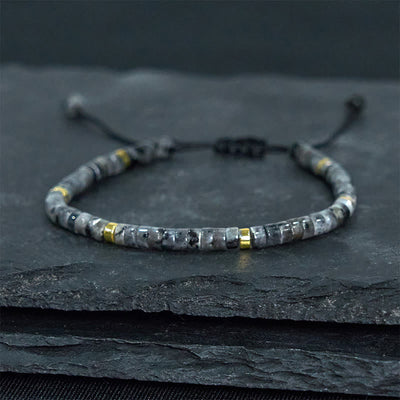 Foviel Natürliche Schwarz Glitter Stein Mut Spacer Perlen Armband