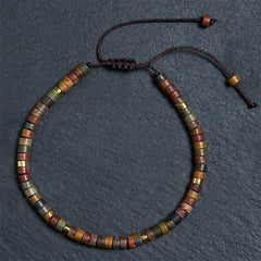 Bracelet de perles intercalaires Foviel en rhodonite pour guérir les relations