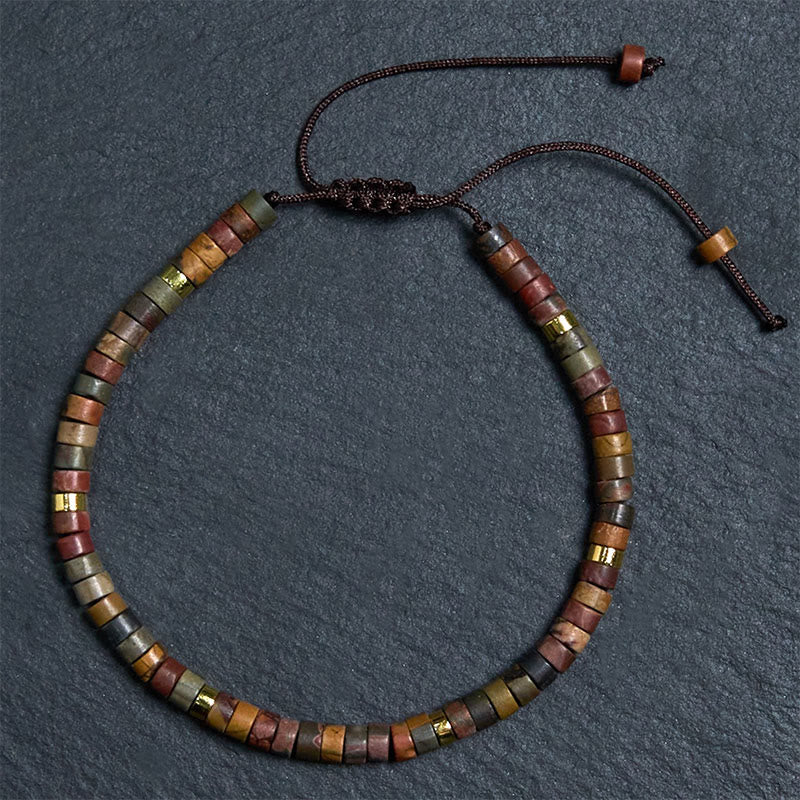 Bracelet de perles intercalaires Foviel en rhodonite pour guérir les relations