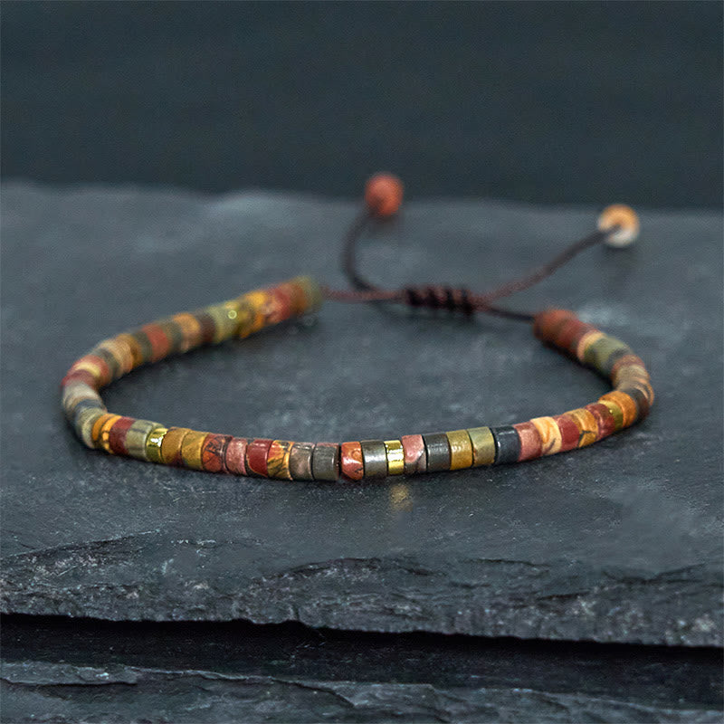 Bracelet de perles intercalaires Foviel en rhodonite pour guérir les relations
