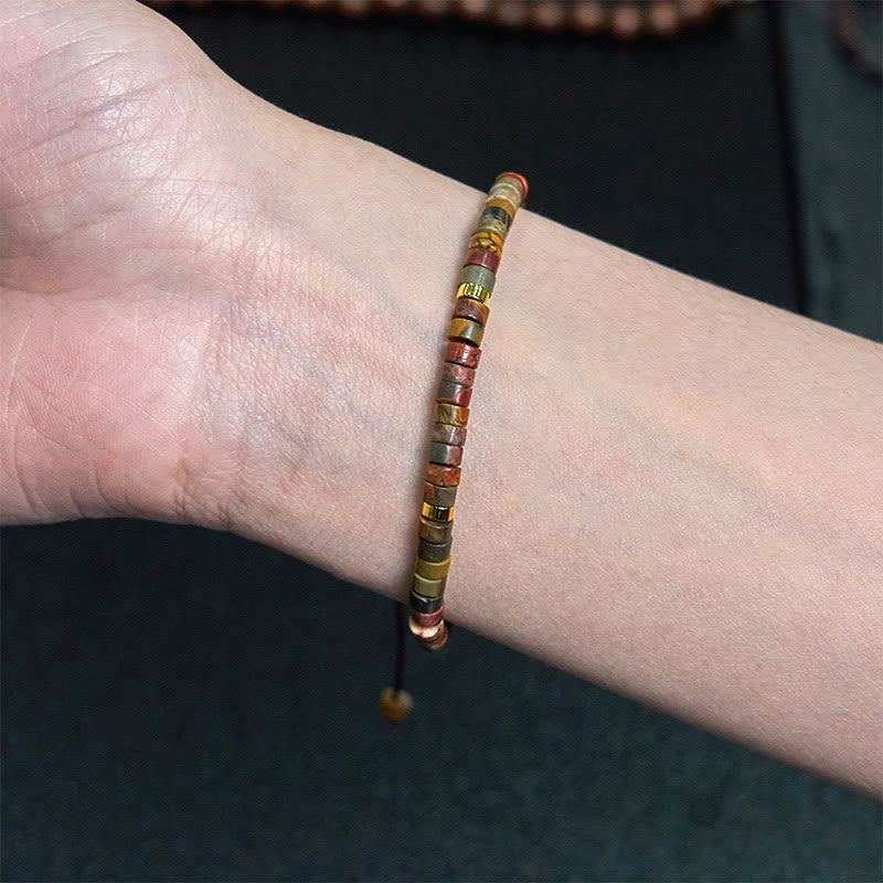 Bracelet de perles intercalaires Foviel en rhodonite pour guérir les relations