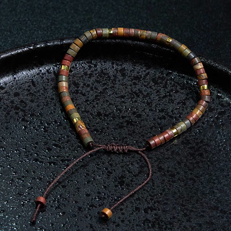 Bracelet de perles intercalaires Foviel en rhodonite pour guérir les relations