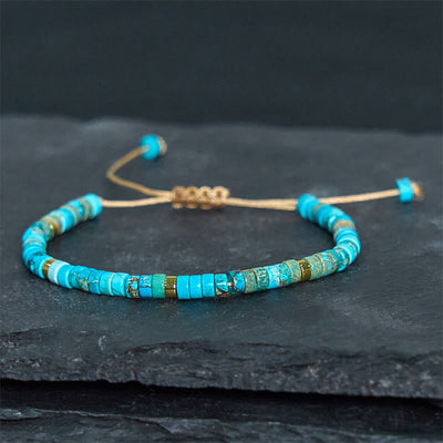 Bracelet de perles intercalaires bonheur en pierre impériale Foviel