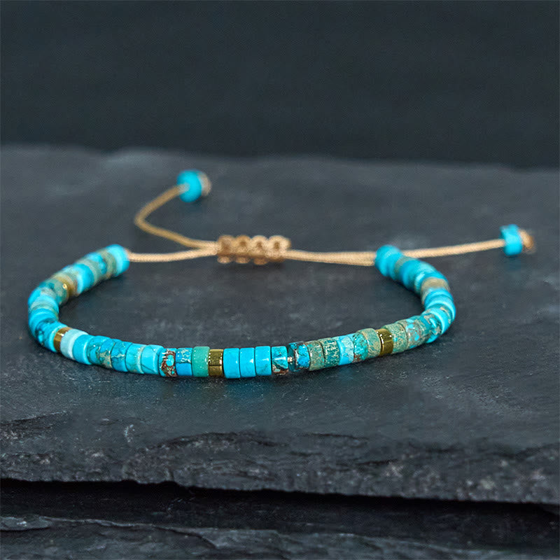 Bracelet de perles intercalaires bonheur en pierre impériale Foviel