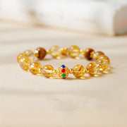 Foviel 925 Sterling Silver Fu Character Citrine Tiger Eye Protection Bracelet