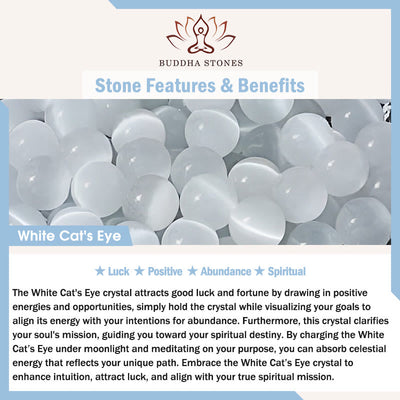 Buddha Stones 999 Sterling Silver Natural Cat Head White Cat's Eye White Agate Positive Bracelet - image 7