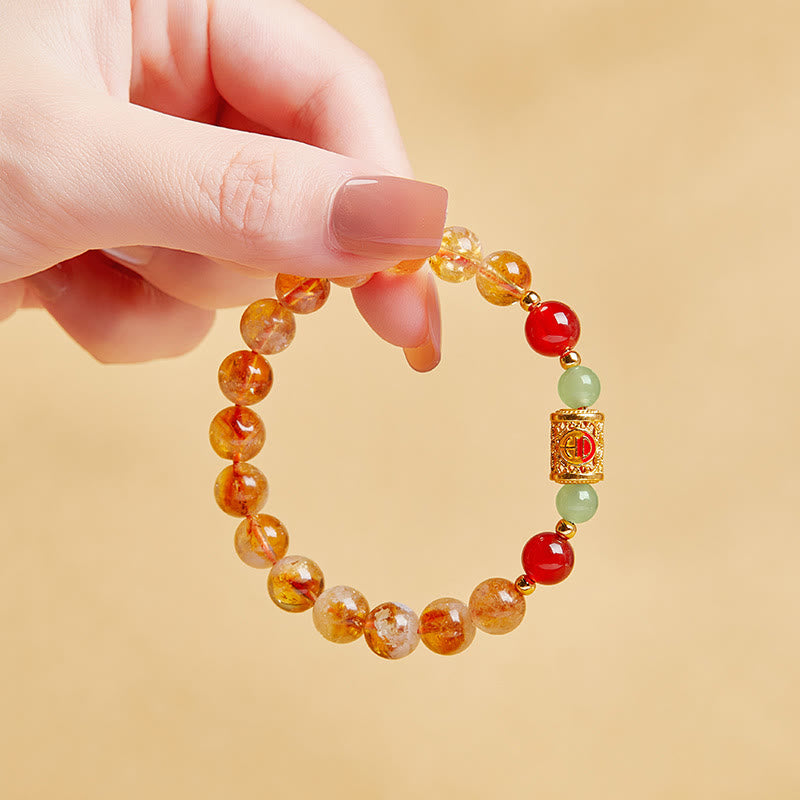 Bracelet de protection Foviel en argent sterling 999, perles en citrine naturelle, agate rouge et jade de Hetian