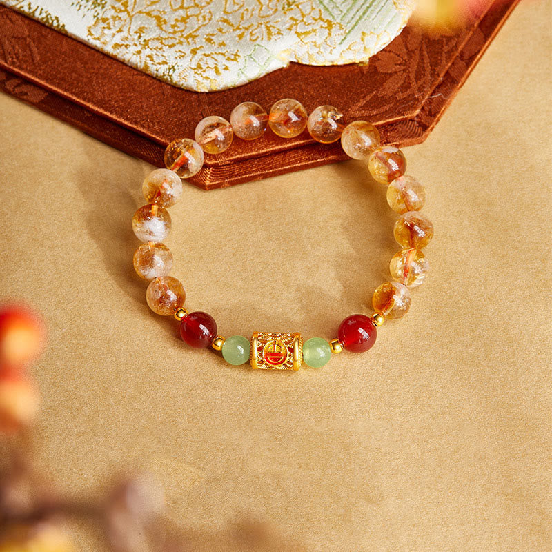 Bracelet de protection Foviel en argent sterling 999, perles en citrine naturelle, agate rouge et jade de Hetian
