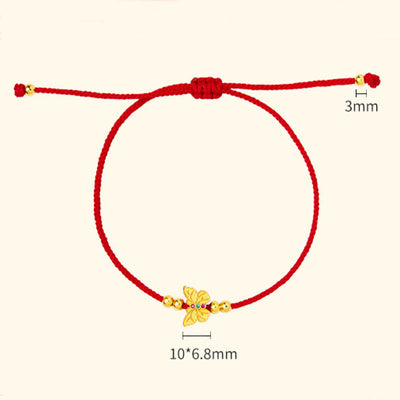 Foviel 999 Sterling Silver Butterfly Red String Strength Bracelet