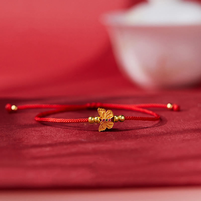 Bracelet rouge porte-bonheur Foviel en argent sterling 999 avec motif papillon