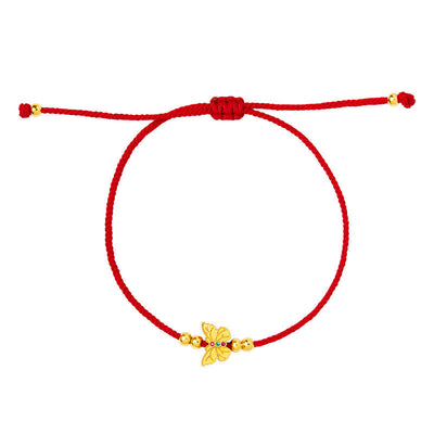 Foviel 999 Sterling Silver Butterfly Red String Strength Bracelet