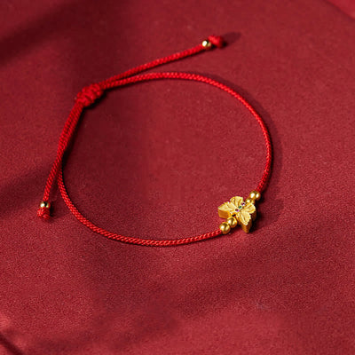 Foviel 999 Sterling Silver Butterfly Red String Strength Bracelet