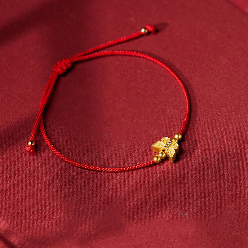 Bracelet rouge porte-bonheur Foviel en argent sterling 999 avec motif papillon