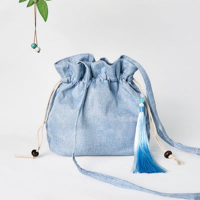 Foviel stickte hellblaue Fee Hirsche Glückswolken Baumwolle Leinen Umhängetasche Schultertasche