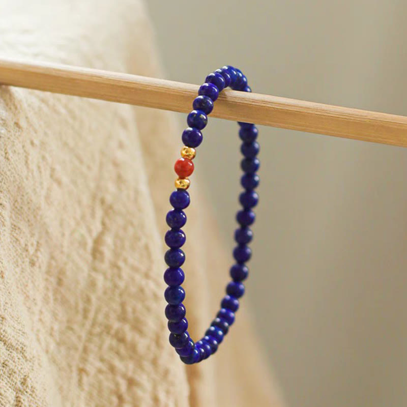 Buddha Stones Small Lazurite Cinnabar Ultra-thin Beads Positive Bracelet - image 1