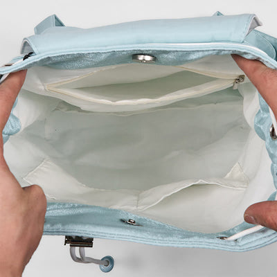 Foviel Handgefertigtes blaues Epiphyllum Stickerei große Kapazität Leinwand Rucksack