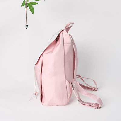 Foviel Handmade Pink Peony Flowers Embroidered Large Capacity Canvas Backpack