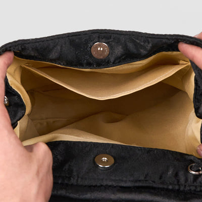 Sac à dos Foviel grande capacité en coton polyester brodé de pivoines noires faites à la main