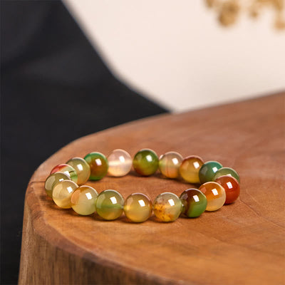 Bracelet Foviel en agate paon naturelle et colorée, courage et purification